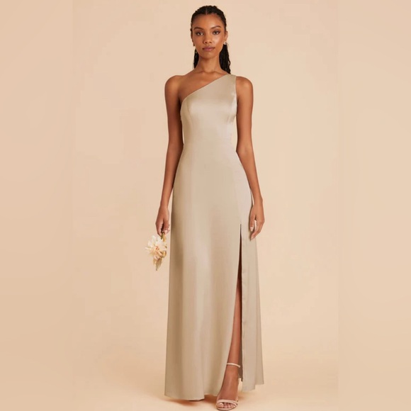 Birdy Grey Kira Neutral Champagne Matte Satin Gown - Picture 1 of 4
